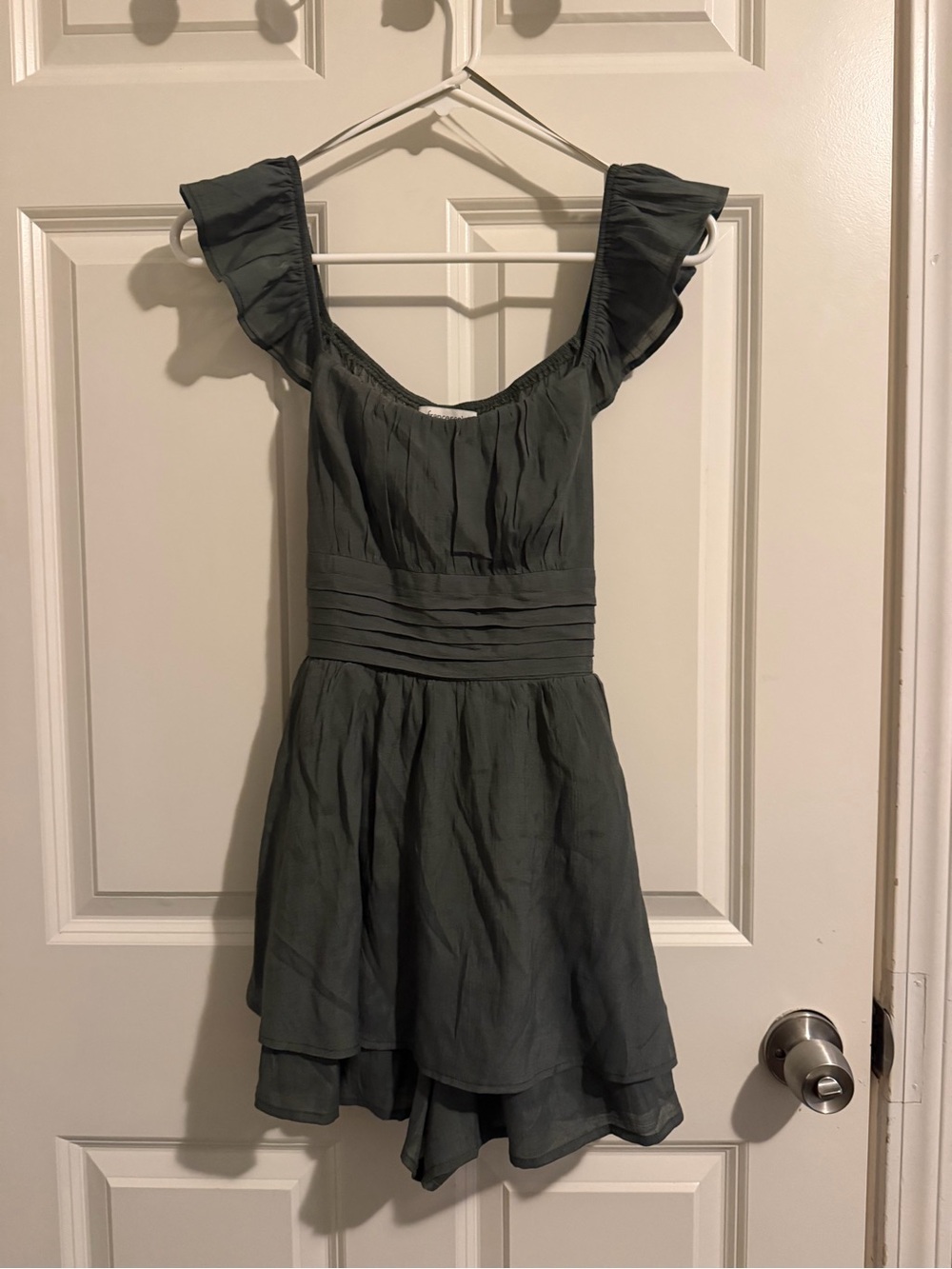 francesca's sage green dress Collections Ruffled Strap romper Midi dress